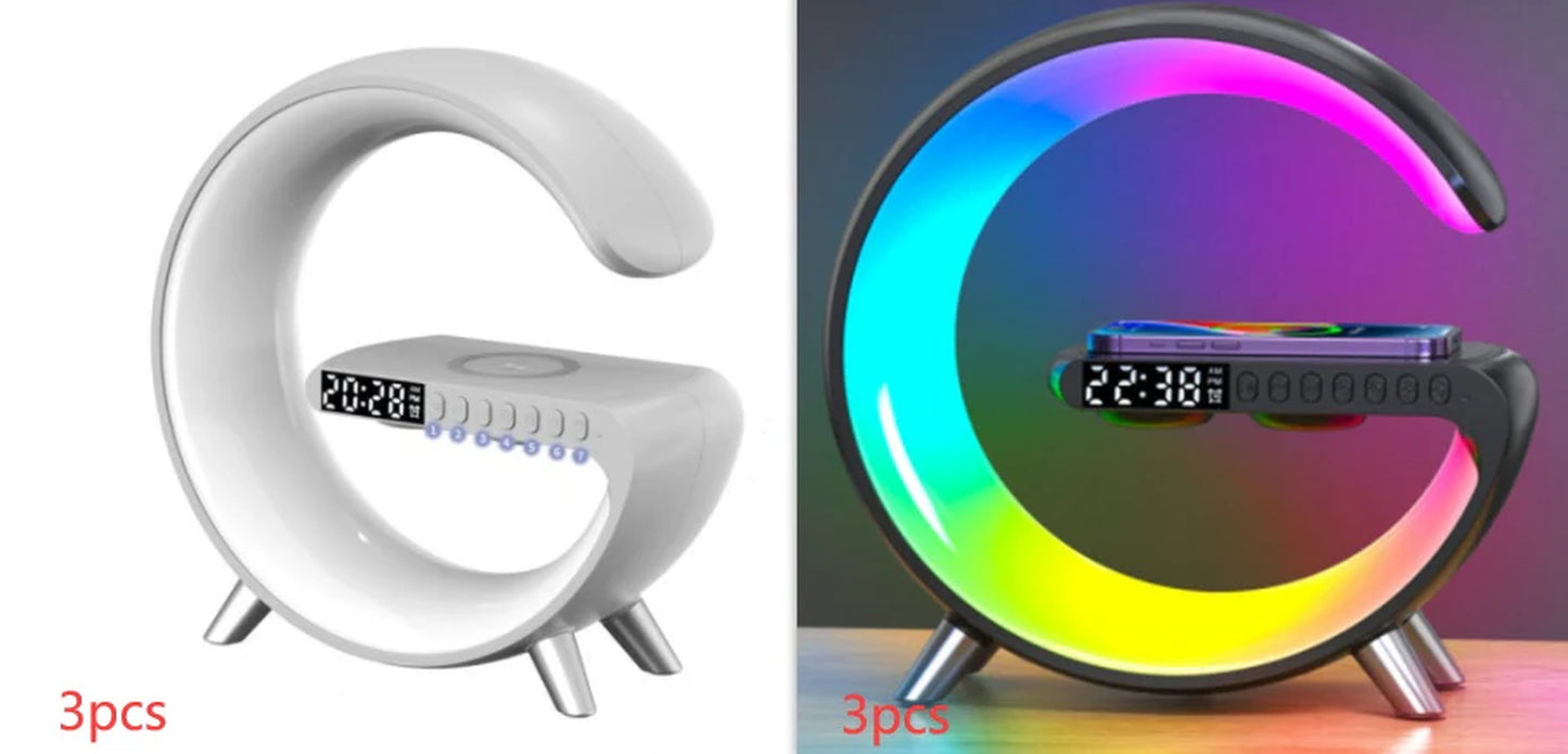 New Intelligent G Shaped LED Lamp Bluetooth Speake Wireless Charger Atmosphere Lamp App Control for Bedroom Home Decor