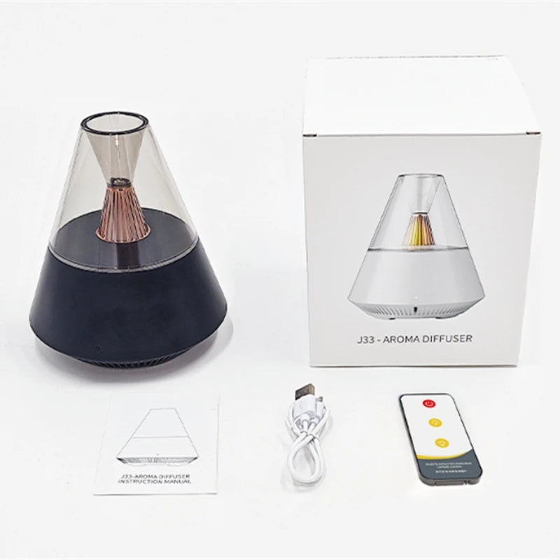 150ML USB Aromatherapy Diffuser Air Humidifier Remote Control Essential Oil Diffuser with Warm Night Light Home Aroma Humidifier